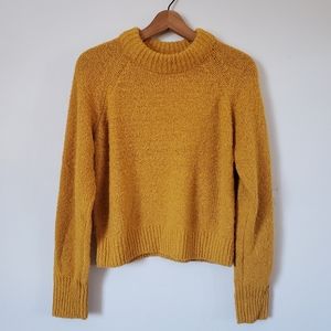 Mustard yellow mock neck Uniqlo sweater